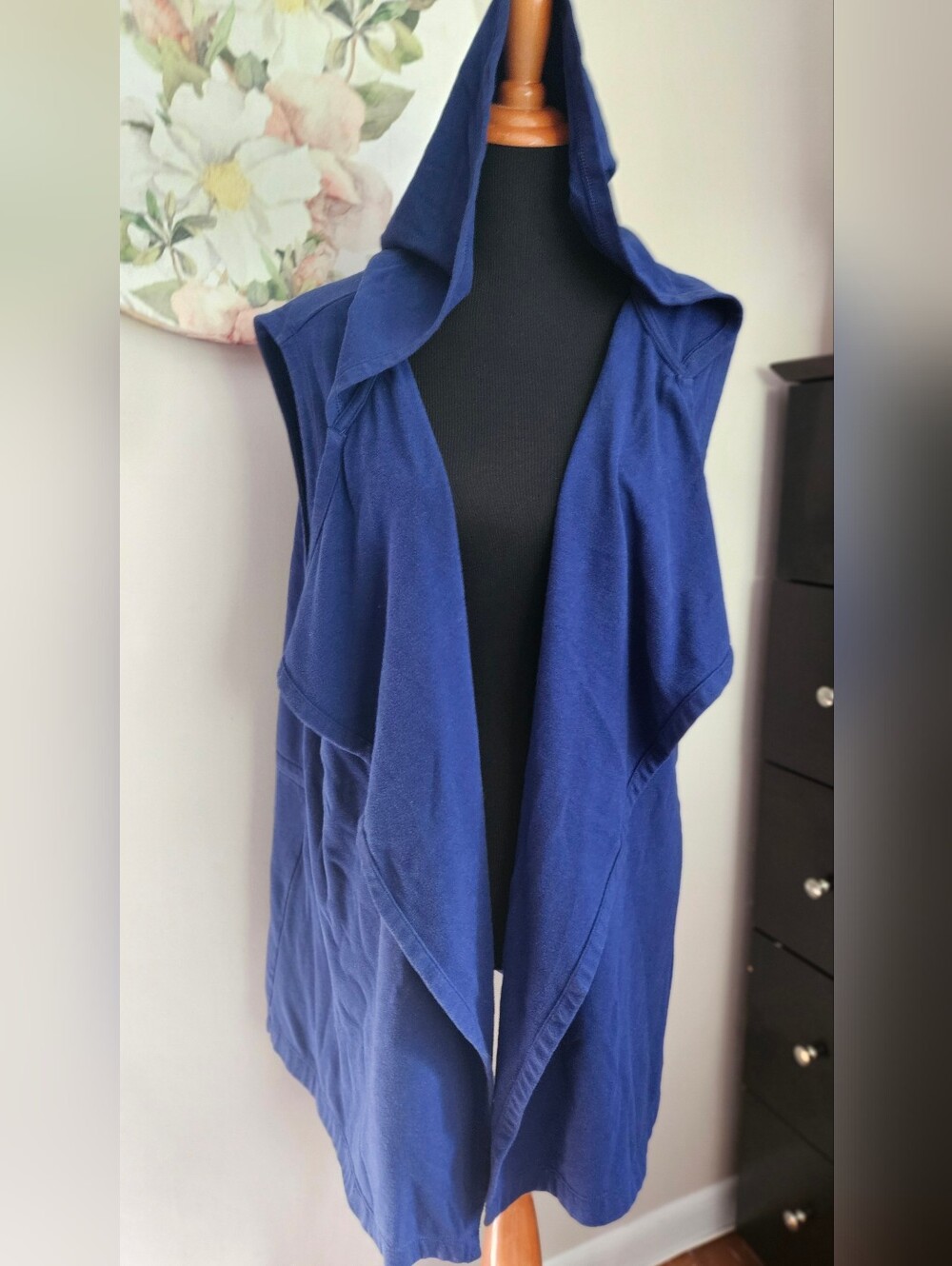 Fabletics Hannah Navy Hooded Open-Front Fleece Vest XXL
